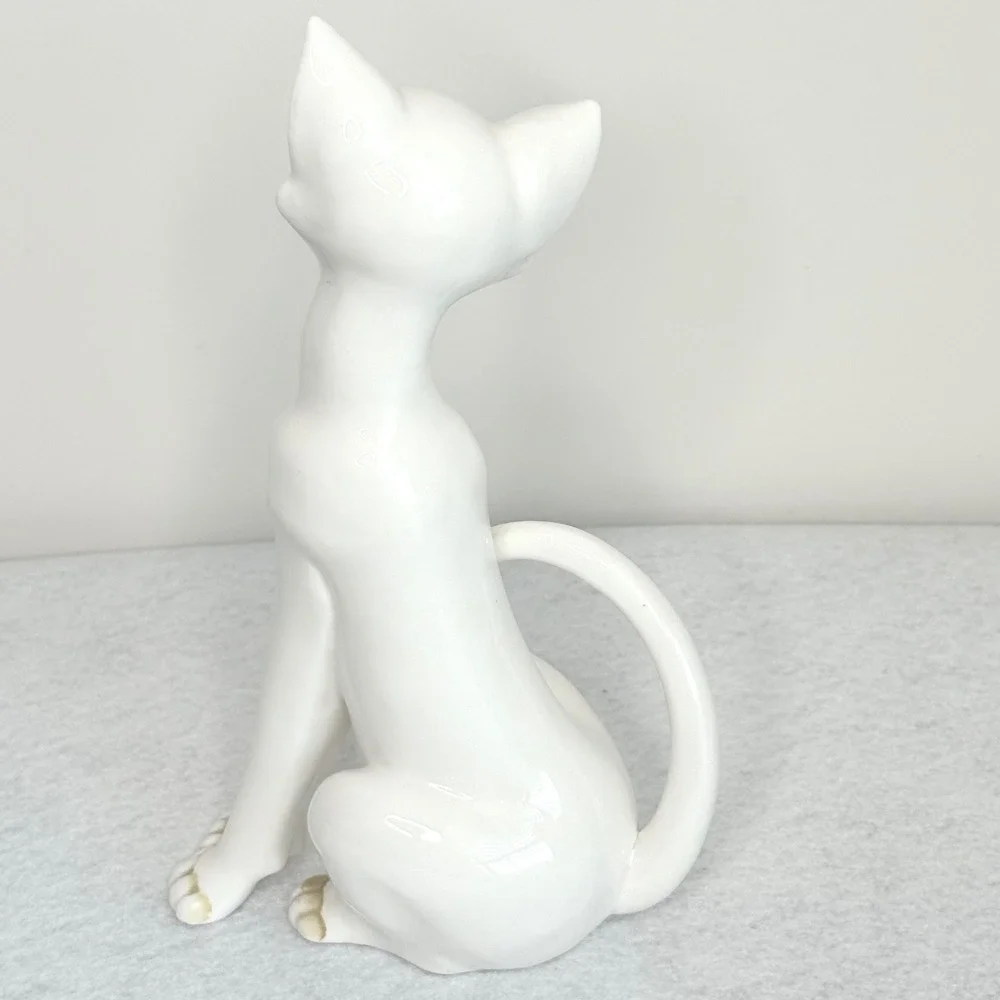 Andrea by Sadek White Porcelain Cat Figurine Hand Painted Japan 10in VTG‎ 6654